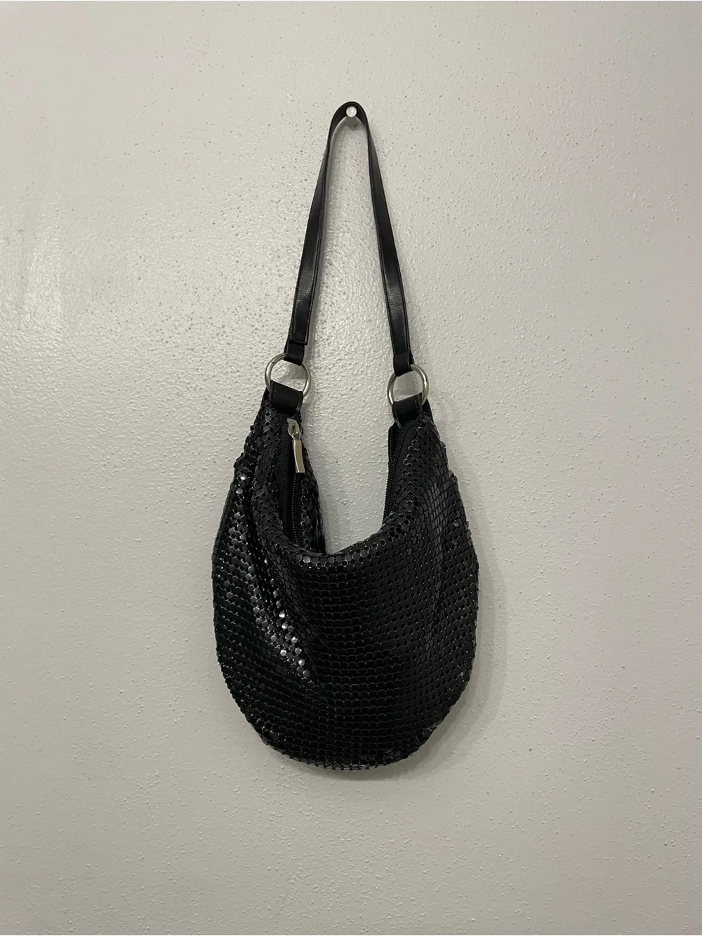 Black Metal Beaded Y2K Hobo Purse